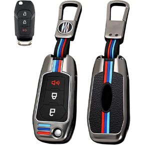 لغطاء Ford Key Fob، حافظة مفتاح Fob ذات 3 أزرار مناسبة لـ 2015-2018 F150 F250 F350 F450 F550 Explorer Escape Bronco Maverick Expedition Ranger Accessories، غطاء واقي من سبائك الزنك المعدنية لمفتاح Fob in Kuwait
