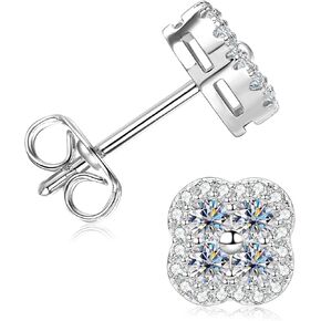 أقراط مويسانيتي بأربع أوراق، 2.5 مم D اللون VVS1 مويسانيتي 14 قيراط أقراط البرسيم الكلاسيكية المطلية بالذهب للنساء هدايا عيد الميلاد in Kuwait