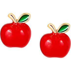 1 pairs Apple Stud Earrings, Hypoallergenic Red Apple Earrings for Women, Mini Fruit Themed Stud Earrings with Rubber Backs, Creative Earrings for Women Gifts in Kuwait