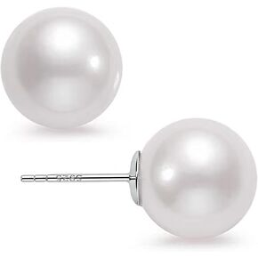 HUGE TOMATO 18K Gold Plated 925 Sterling Silver Shell Pearl Stud Earrings, Big Simulated Pearl Earrings for Women - Oversized Classic Faux Round Large Ear Studs, Hypoallergenic Safe for Sensitive Ears in Kuwait