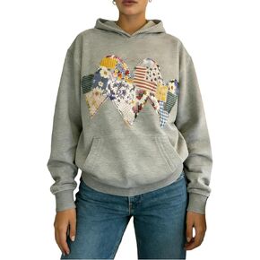 Cute Patchwork Hoodies for Teen Girls Women Y2k Graphic Embroidered Oversized Sweatshirt Preppy Clothes Hoodie Tops in Kuwait