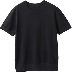 Women's 100% Merino Wool Short Sleeve Sweater, 120s Extra-Fine Crewneck Lightweight Knit Pullover (S-2XL) in Saudi Arabia