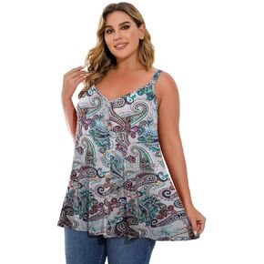 LARACE Plus Size Tank Tops for Women, V Neck Sleeveless Women's Summer Tunic, Loose Fit Spaghetti Strap Tanks in Saudi Arabia