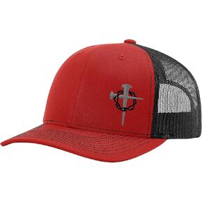 Men's Christian Cross Nails Crown of Thorns Jesus Embroidered Mesh Back Trucker Hat in Saudi Arabia