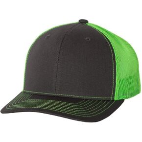 RICHARDSON 112 Mesh Back Trucker Cap Snapback Hat (Charcoal/Neon Green) in Kuwait