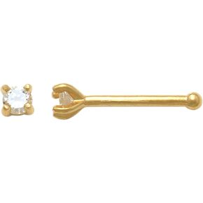 ANYGOLDS 14K Solid Gold Diamond Nose Stud Piercing Jewelry- Natural Diamond Nostril Bone Stud for Multiple Piercings - Perfect for Minimalist Design in Kuwait