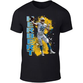 Black Los Angeles Justin Herbert Spray Paint Style Throwback Style T-Shirt Men's Adult in Kuwait