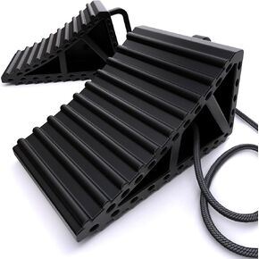 موانع العجلات للسيارات والمركبات الترفيهية والشاحنات والمقطورات والمركبات G.V.W. ما يصل إلى 8T، عبوتان بمقبض وحبل - حاجز إطار سفلي مضاد للانزلاق لجميع الاستخدامات الجوية - ملحق ضروري (أسود - عبوتان) in Kuwait