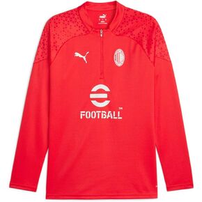 قميص PUMA رجالي Ac Milan برقبة دائرية وأكمام طويلة وربع سحاب كاجوال - أحمر in Kuwait