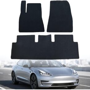 Mythoria Car Floor Mats Full Set Fit for Tesla Model 3 2023 2024 2025 | Black, Velour Carpet | Waterproof, with Anti-Slip Backing in Kuwait