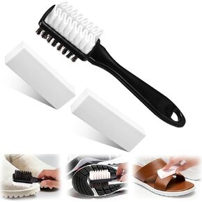 فرشاة من الجلد السويدي 2 في 1 ومجموعة فرش تنظيف الأحذية وممحاة تلميع بشعيرات ناعمة للأحذية المصنوعة من جلد الغزال والنوبوك in Kuwait