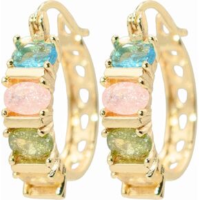 Sparkly Crystal Huggie Hoop Earrings, Tarnish Resistant 18k Yellow Gold Filled in Kuwait