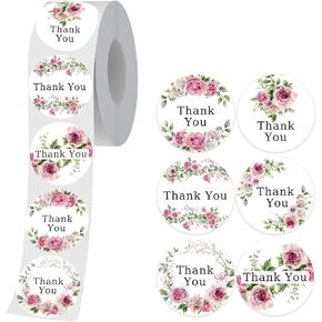 500 قطعة من ملصقات شكرًا لك، مقاس 1.2 بوصة، تصميم زهور وردية مقاومة للماء، ملصقات ذاتية اللصق، ملصقات مستديرة لتغليف الهدايا، وبطاقات المعايدة، والأظرف، والدعوات، ومستلزمات الحفلات in Kuwait
