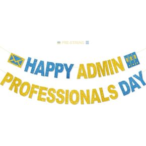 Happy Admin Professionals Day Banner No DIY Glitter Happy Administrative Professionals Day Office Party Decorations Administrative Professionals Day Gifts Appreciation Decorations in Kuwait
