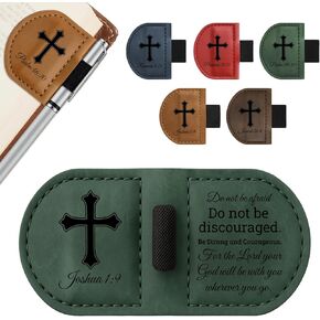 Bygone Mark Personalized Leather Bookmark with Pen Holder - Magnetic Bible Verse Design, Inspirational Gifts for Men and Women, Christian Book Lovers Reading Accessory (Brown-Philippians 4:13) in Kuwait