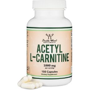 Acetyl L-Carnitine 1,000mg Per Serving, 150 Capsules (ALCAR for Brain Function Support, Memory, Attention, and Stamina) Acetyl L Carnitine That is Manufactured and Tested in The USA by Double Wood in Kuwait