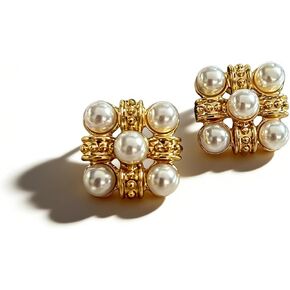 Vintage Square Imitation Pearl Earrings Elegant Earrings For Women, Perfect For Wedding, Party Or Evening Wear in Kuwait