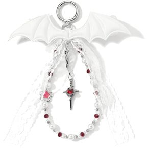 Bat Keychain For Women, Butterfly Bow Lace Printing Wing Beadable Leather Dark Style Gift Accessories in Kuwait