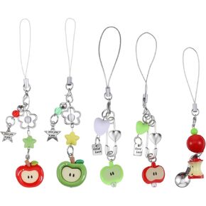 5 قطع من سلاسل مفاتيح التفاح للنساء لطيف باللون الأخضر/الأحمر على شكل فاكهة ساحرة، سلسلة مفاتيح جمالية Y2K سلاسل مفاتيح أنيقة لحقائب الظهر، ملحقات سلسلة المفاتيح للنساء in Kuwait