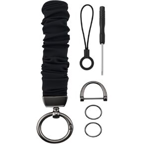 محفظة سلسلة مفاتيح Scrunchie قابلة للتمدد، سلسلة مفاتيح مع حزام حبل بحلقة على شكل حرف D للنساء والرجال ومفاتيح السيارة ومحفظة شارات الهوية in Kuwait