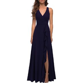 WOOSEA Women's Deep V Neck Sexy Split Evening Cocktail Party Maxi A-Line Long Formal Dress in Kuwait