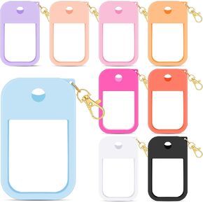 9 PCS Silicone Case for Hand Sanitizer Spray Protective Cover with Keychain Set for Power Mist and Glow Mist 1 fl oz, Colored Hand Sanitizer Spray Accessory in Kuwait