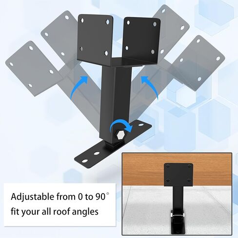 طقم 3 قطع من دعامات رفع السقف، دعامة شعاع رفع السقف العريشة، دعامات العريشة شديدة التحمل، عمود رفع سقف سرج قابل للتعديل لشرفة المراقبة - يتضمن براغي in Kuwait