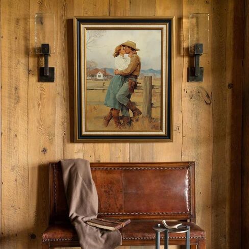 Vintage Plein Air Frame for 24x36 Handmade Paintings, 2.6" Wide DIY Old-fashioned Art Frame for Horizontal Vertical Display, No Glass & Backing, Living Room Bedroom Hallway Decor (Black Gold) in Kuwait