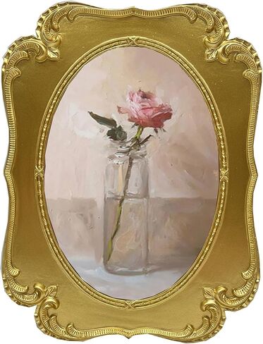 SIKOO Vintage Gold Frames 5x7 Oval Picture Frame Tabletop and Wall Mount Display Vintage Wall Decor Ornate Gallery Wall Art in Kuwait