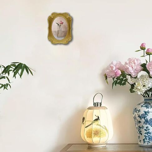 SIKOO Vintage Gold Frames 5x7 Oval Picture Frame Tabletop and Wall Mount Display Vintage Wall Decor Ornate Gallery Wall Art in Saudi Arabia