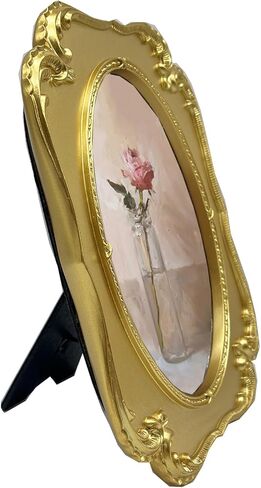 SIKOO Vintage Gold Frames 5x7 Oval Picture Frame Tabletop and Wall Mount Display Vintage Wall Decor Ornate Gallery Wall Art in Saudi Arabia