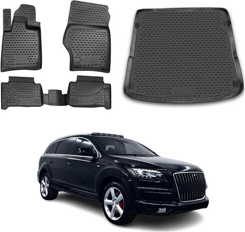 بطانة سجادة أرضية OMAC لسيارة Audi Q7 1.gen 2007-2015 سوداء TPE مناسبة لجميع الأحوال الجوية 4 قطع in Saudi Arabia