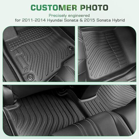 سجادات أرضية لسيارة Hyundai Sonata و2015 Hyundai Sonata Hybrid (بدون غاز)، بطانات سيارة مطاطية مناسبة لجميع الأحوال الجوية، سجادات TPE عالية الحواف مضادة للانزلاق، الصف الأمامي والثاني in Saudi Arabia