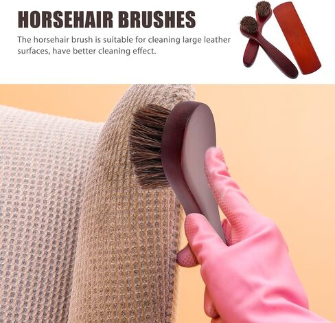 minkissy Horsehair Leather Boot Care Kit with Wood Handle 3pcs Shoe Cleaning Brush Set for Car Seat and Suede Polishing in Saudi Arabia