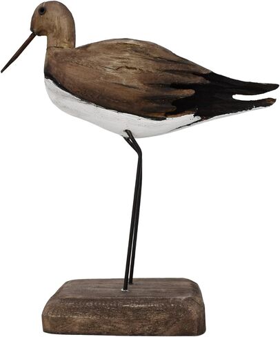 Linfevisi Crane Decor بحري البحر الطيور النحت تمثال الخشب الصلب ديكور الطاولة الساحلية تماثيل الطيور الكبيرة واقفة شاطئ المحيط تحت عنوان الحمام ديكور المنزل رف الصيف داخلي 12.4 بوصة in Kuwait