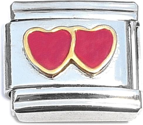 NewCharms Double Red Heart Italian Charm in Kuwait