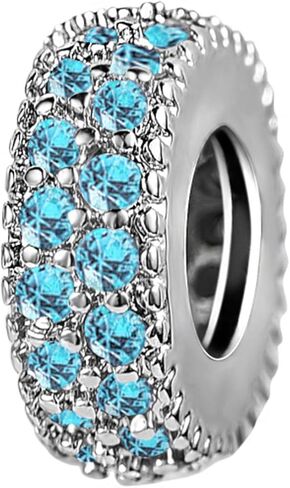 Sparkling Cubic Zirconia Birthstone Spacer Charms fit Pandora Charm Bracelets Christmas Birthday Jewelry Gift for Women Daughter Sister Wife Granddaughter in Saudi Arabia