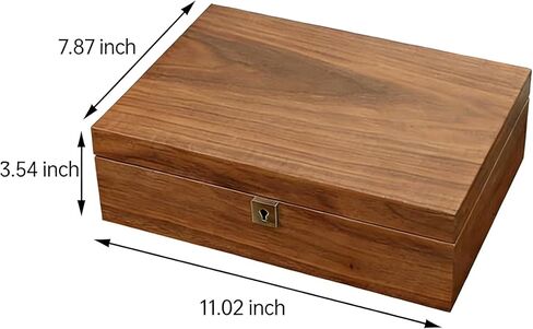 Bescott 2 طبقة الصلبة الجوز الأسود صندوق مجوهرات خشبي للنساء الخشب خمر المنظم للرجال أقراط خواتم القلائد سوار ساعة تخزين هدية عيد الأم in Kuwait