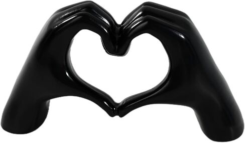 منحوتة حب صغيرة سوداء اللون لتزيين رف الكتب في غرفة المعيشة، تماثيل يد على شكل قلب حديث تجريدي لقلوب الحب هدية لعيد ميلاد الزفاف، ديكور المنزل in Kuwait