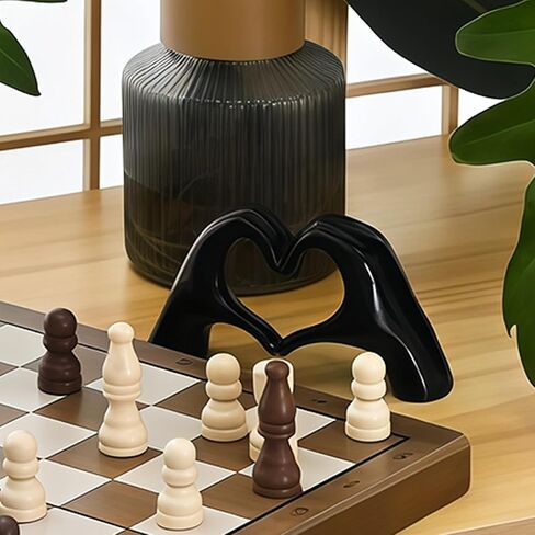 منحوتة حب صغيرة سوداء اللون لتزيين رف الكتب في غرفة المعيشة، تماثيل يد على شكل قلب حديث تجريدي لقلوب الحب هدية لعيد ميلاد الزفاف، ديكور المنزل in Kuwait