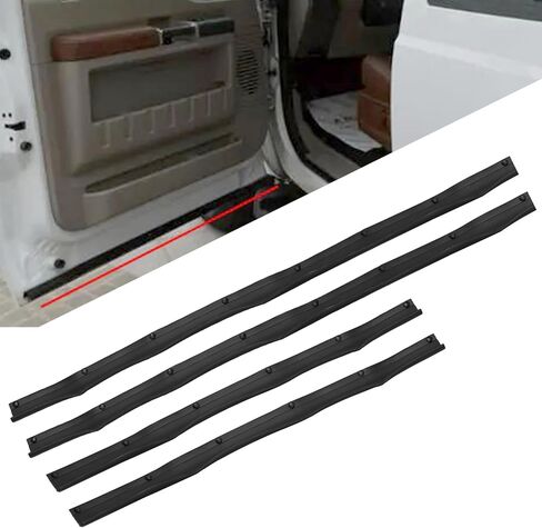 شريط السير الوقائي للباب السفلي من المطاط F81Z-2520758-AA متوافق مع 1999-2016 Ford F250 F350 F450 F550 Super Duty، 2000-2005 Excursion استبدال 1C3Z-26253A24-A (الجبهة الخلفية اليسرى اليمنى-4PCS) in Kuwait