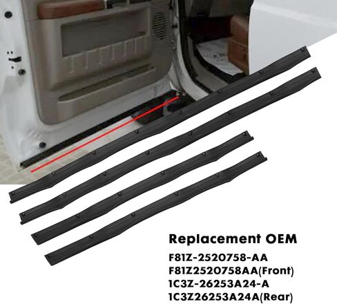 شريط السير الوقائي للباب السفلي من المطاط F81Z-2520758-AA متوافق مع 1999-2016 Ford F250 F350 F450 F550 Super Duty، 2000-2005 Excursion استبدال 1C3Z-26253A24-A (الجبهة الخلفية اليسرى اليمنى-4PCS) in Kuwait
