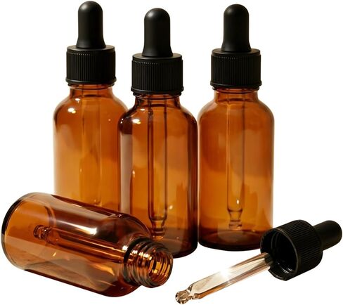 زجاجة قطارة زجاجية سعة 1/2 أونصة، زجاجات صبغة سعة 15 مل مع قطارة، ملصقات - زجاجة قطارة عين مضادة للتسرب أثناء السفر للمستخلصات والزيوت العطرية والسوائل والعطور (8 قطع) in Kuwait