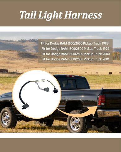 Tail Light Wiring Harness Driver Side Fit for Dodge Ram 1500 2500 1998-2001 Pickup Truck Rear Tail Lamp Bulb Socket Wire Harness 56021369 56020077 in Kuwait