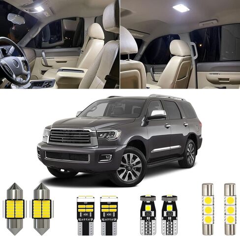 مجموعة إضاءة LED داخلية 20 قطعة من سيكويا بديلة لسيارة Toyota Sequoia 2008 2009 2010 2011 2012 2013 2014 2015 2016 2017 2018 2019 2020 2021، مع مخطط وضع وأداة تثبيت in Saudi Arabia