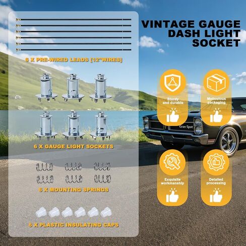 Gauge Light Socket Repair Kits Fit for Size 9mm Light Bulb and 5/8 Size Hole in The Gauge Cluster, Vintage Gauge Dash Light Socket Repair Kit 6Pcs in Saudi Arabia