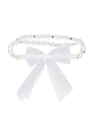 Lace Bow Headband for Baby Girls Rhinestone Pearl Headbands Soft Stretchy Head Wrap for Infant Toddler Hair Accessories (pink) in Kuwait