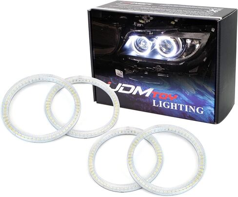 iJDMTOY 7000K Xenon White LED Angel Eye Halo Rings Kit Compatible with 2006-2012 BMW E90/E91 3 Series 4-Door (Fit Xenon Trim ONLY) (Retrofit Required) in Saudi Arabia
