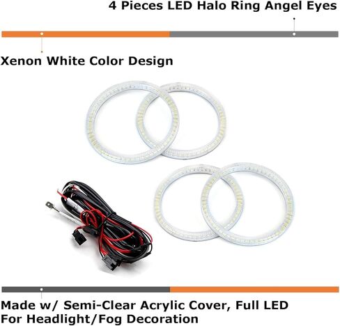 iJDMTOY 7000K Xenon White LED Angel Eye Halo Rings Kit Compatible with 2006-2012 BMW E90/E91 3 Series 4-Door (Fit Xenon Trim ONLY) (Retrofit Required) in Saudi Arabia