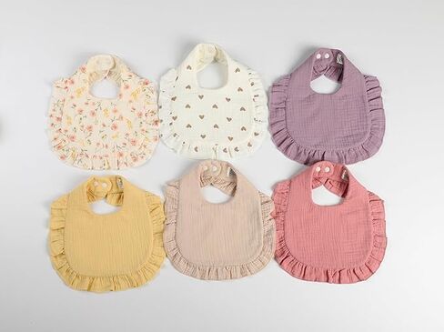 Baby Bibs Set, 6 Muslin Cotton Bibs with Dinosaur and Animal Prints in Saudi Arabia